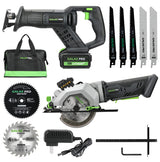 GALAX PRO Circular Saw and Reciprocating Saw Combo Kit with 1pcs 4.0Ah Lithium Battery and One Charger, 7 Saw Blades and Tool Bag GALAX PRO