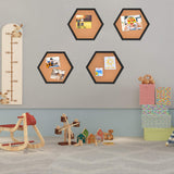 AkTop Cork Bulletin Board Hexagon 4 Pack, Small Framed Corkboard Tiles for Wall, Thick Decorative Display Boards for Home Office Decor, School AKTOP