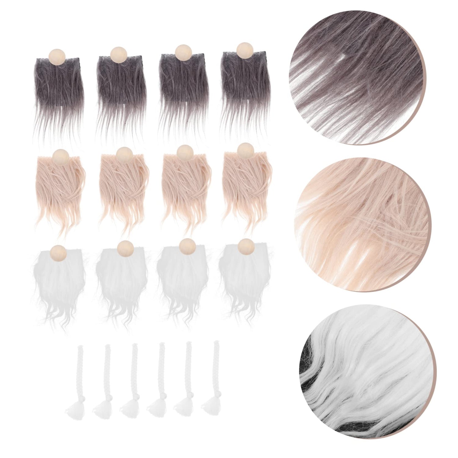 VILLCASE 1 Set Braid Suit Pre-Cut gnome Beard Gnome Doll Nose Arts and Crafts kit fursuits DIY gnome kit Mini Unfinished Wooden Balls mrs Cute Beards VILLCASE