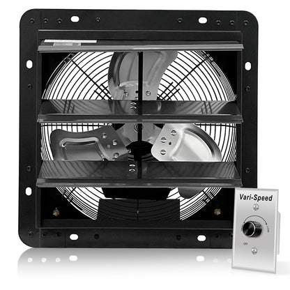 VENTISOL 12 Inch Shutter Exhaust Fan With Variable Speed Controller,1450CFM Wall Mounted Ventilation Fan, Vent Fan For Greenhouses,Shop,Home - WoodArtSupply