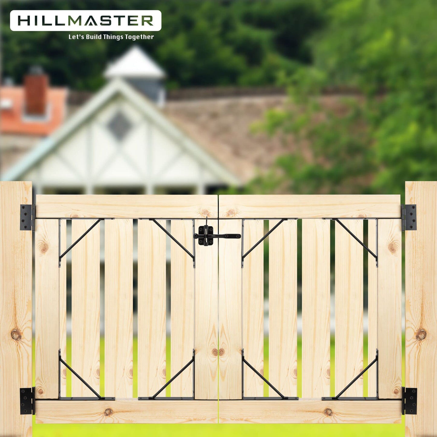 HILLMASTER 2 Sets Gate Corner Brace Bracket Heavy Duty Anti Sag Gate Frame Kit Adjustable Gate Hardware for Wooden Fences, Shed Doors, Driveway