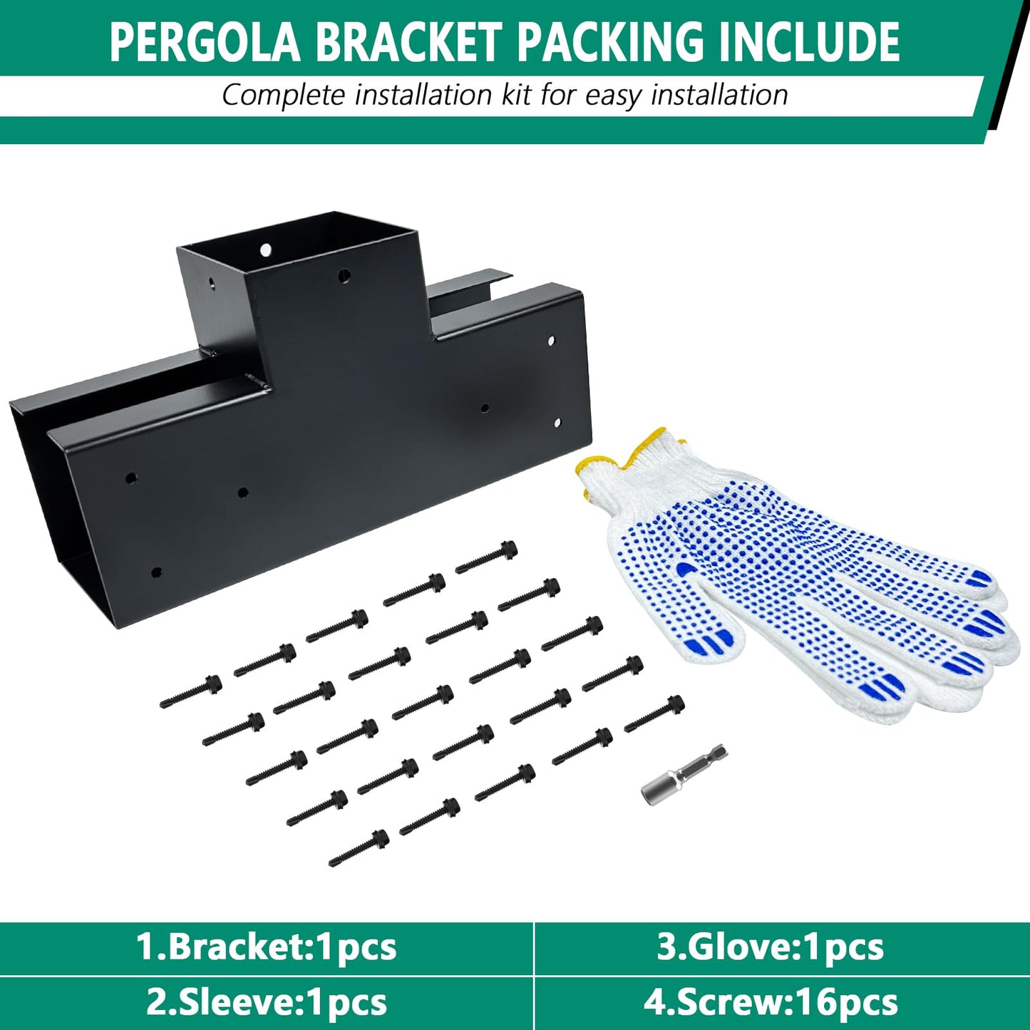 VoTwoofv Pergola Bracket kit 4x4,3-Way T-Shaped Bracket Woodworks Pergola kit for Wood Beam (Actual: 3.5" x3.5'') Outdoor Gazebos,Patio Pergolas,Log - WoodArtSupply