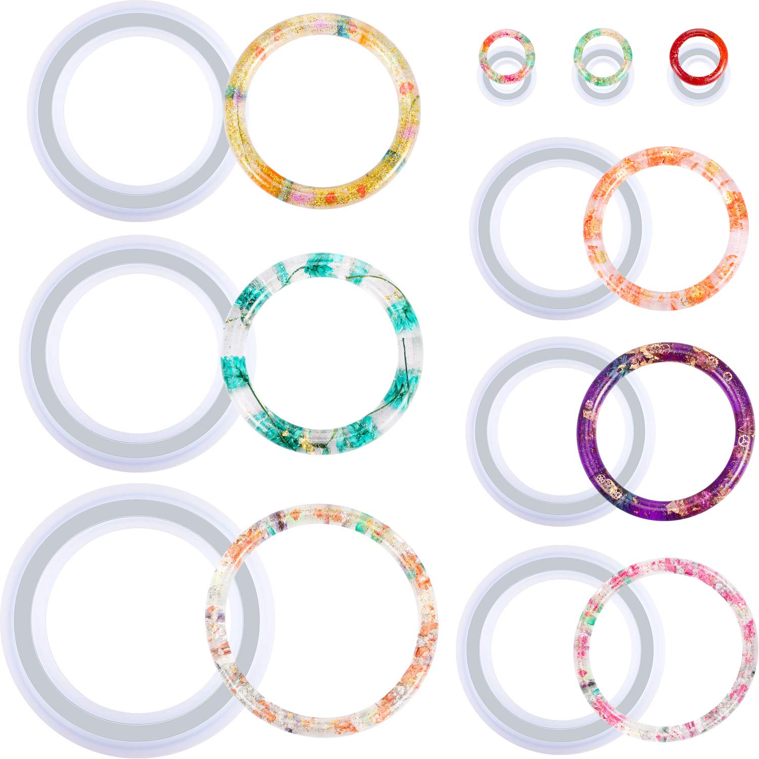 9 Pieces Silicone Bracelet Mold and Ring Resin Casting Mold Set Round Epoxy Jewelry Mold Silicone Bangle Ring Mold for Jewelry DIY Crafts Making - WoodArtSupply