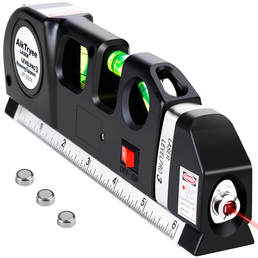 Laser Level Line Tool, Multipurpose Laser Level Kit Standard Cross Line Laser leveler Beam Tool with Metric Rulers 8ft/2.5M for Picture Hanging - WoodArtSupply