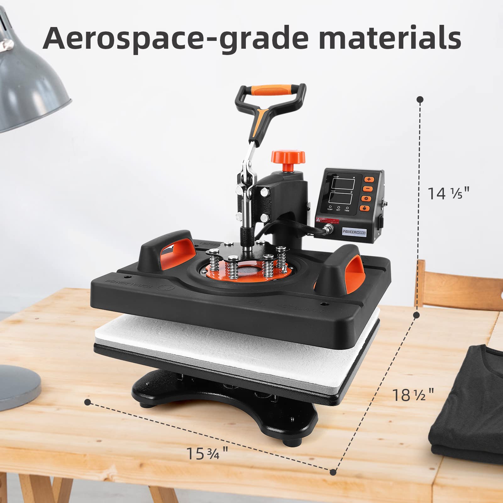 PIONEERWORKS Heat Press Machine 11 in 1 Professional Sublimation Machine 12" X 15", 360° Swing Away Shirt Printing Heat Transfer Machine Digital - WoodArtSupply