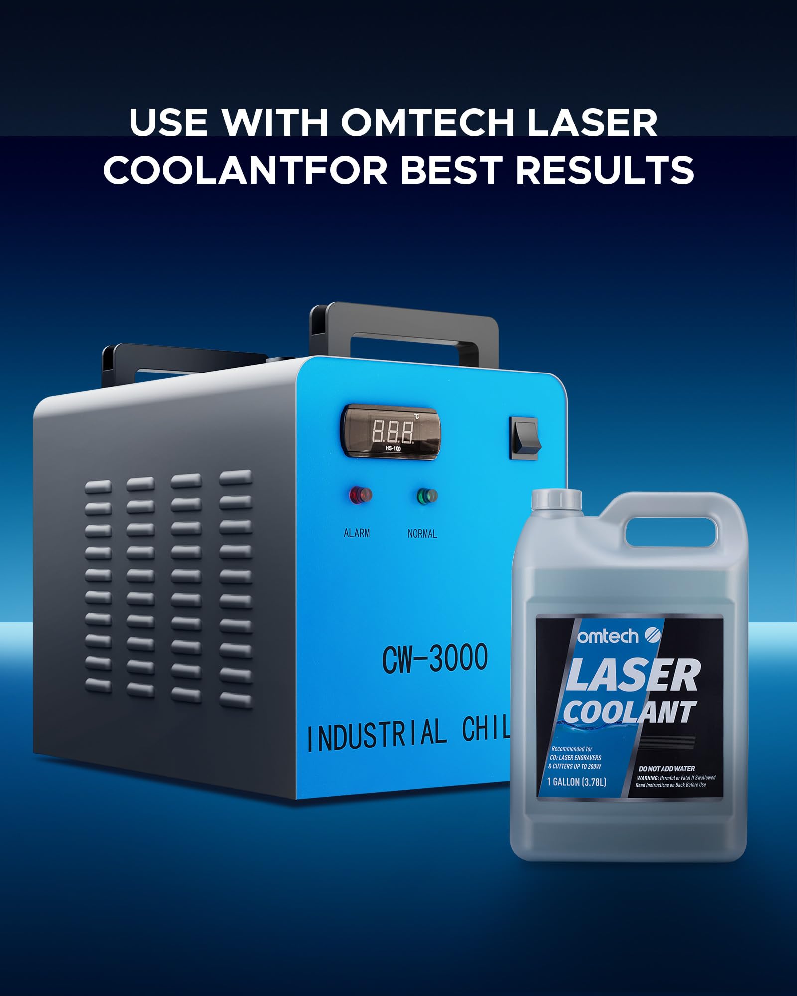 OMTECH 9L Industrial Water Chiller 2.6gpm CW-3000 Water Cooler for 40W K40 CO2 Laser Engraving & Cutting Machines, Water Cooling System Radiates 50W - WoodArtSupply