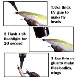 Riverruns UV Clear Glue Three Glue Formula Thick,Thin and Super Flew +12 LED Power Light Fly Tying for Building Flies Flies Heads Bodies and Wings Riverruns