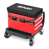 DNA MOTORING 3-Drawer Rolling Mechanic Seat Garage Shop Roller Stool with Tray and Storage Slots, 242lbs / 110kg Weight Capacity,TOOLS-00142 DNA MOTORING