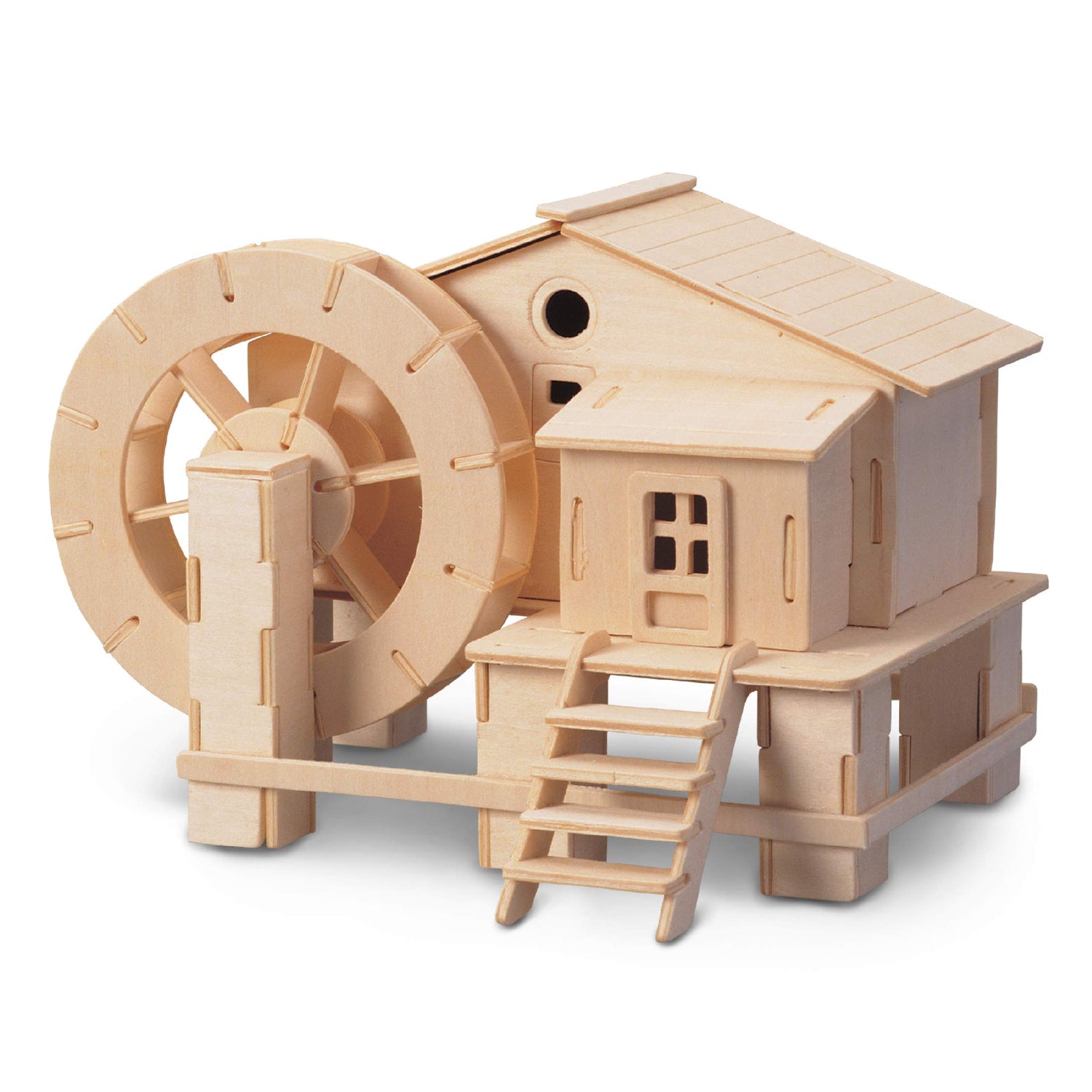 Puzzled 3D Puzzle Water Mill Set Wood Craft Construction Model Kit, Fun & Educational DIY Wooden Toy Assemble Model Unfinished Crafting Hobby Puzzle Puzzled