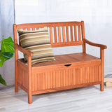 Tangkula Large Wooden Outdoor Storage Bench with Dustproof Lining and Removable Inner Bag Tangkula