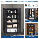 Fesbos Metal Storage Cabinet-71” Tall Steel File Cabinets with Lockable Doors and Adjustable Shelves-Black Steel Storage Cabinet for Home, School, Fesbos