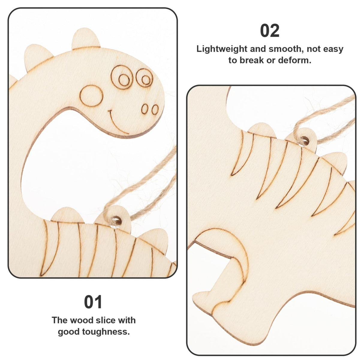 Wood Cutout 1 Set of Wooden Dinosaur Cutouts Unfinished Animal Pieces Rustic Predrilled Slices Wood Drawing Pendant Animal Craft Embellishments for VILLCASE