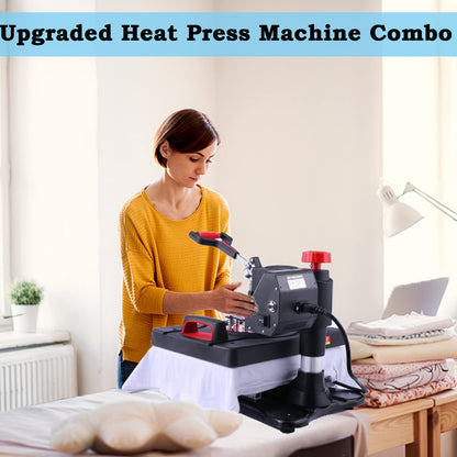 8 in 1 Upgraded 15 x 12 Heat Press Machine for Shirts Industrial-Quality Digital Swing Heat Press Sublimation Machine Powerpress Heat Press Machine - WoodArtSupply