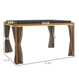 Outsunny 10' x 13' Louvered Pergola Hardtop Gazebo with Adjustable Aluminum Roof and Frame, Outdoor Pergola with Curtains and Netting, for Garden, Outsunny