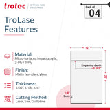 Trotec TroLase | 12"x20"x1/8", 4 Pcs | White/Black | 2 Ply | Modified Acrylic | Laser Engraving Double Color Plastic Sheet | Engraving Blanks for TROTEC