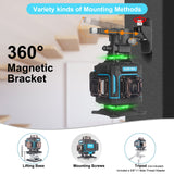 KEZERS Laser Level 360 Self Leveling,4 x 360 Laser Level with Screen Green Laser Level Line tool Leveling and Alignment Laser Tool with Pulse Mode KEZERS