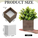 Suzile 12 Set 4 Inch Wooden Planter Box Square Wood Flower Box Rustic Cube Planter Box with Removable Foam Blocks Liner Square Vase for Centerpiece Suzile
