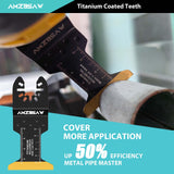 AMZBSAW 16 PCS Titanium Oscillating Saw Blades Metal Cutting, Universal Multitool Blades for Metal Nails Hard Material and Wood Plastic, Multi Tool AMZBSAW