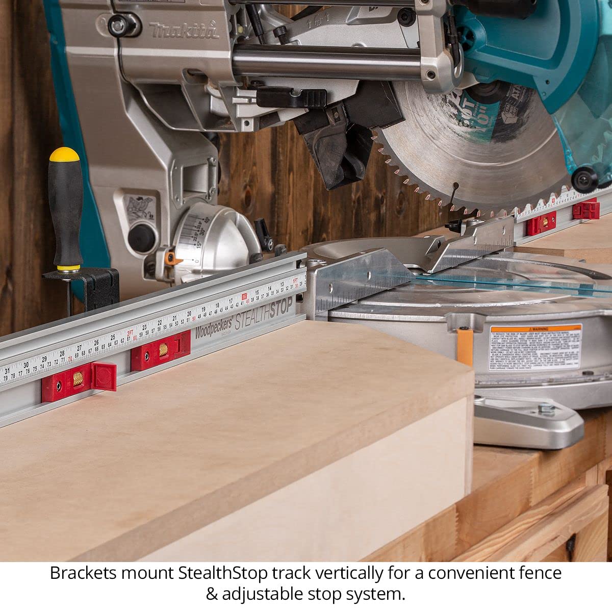 Woodpeckers StealthStop Miter Saw Fence & Stop System, 4' Combination Kit Left, Precision Woodworking Accessories Woodpeckers