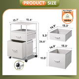 DEVAISE 2 Drawer Mobile File Cabinet, Rolling Printer Stand with Open Storage Shelf, Fabric Vertical Filing Cabinet fits A4 or Letter Size for Home DEVAISE