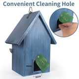 Birdhouse,Nesting Boxes for Birds, Rustic Wooden Flower Nesting Box for Birds for Outdoors, Hanging Bridal House for Garden Decoration, Blue LOTKEY