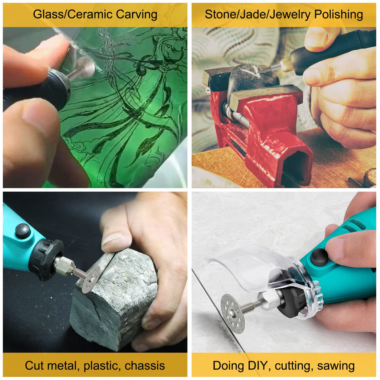 Diamond Burr Set for Dremel, Rotary Tool Grinding Cutting Wheel Stone Glass Tile Jewelry Engraving Rock Etching Masonry 1/8” Die Grinder Carving HOMEIDOL