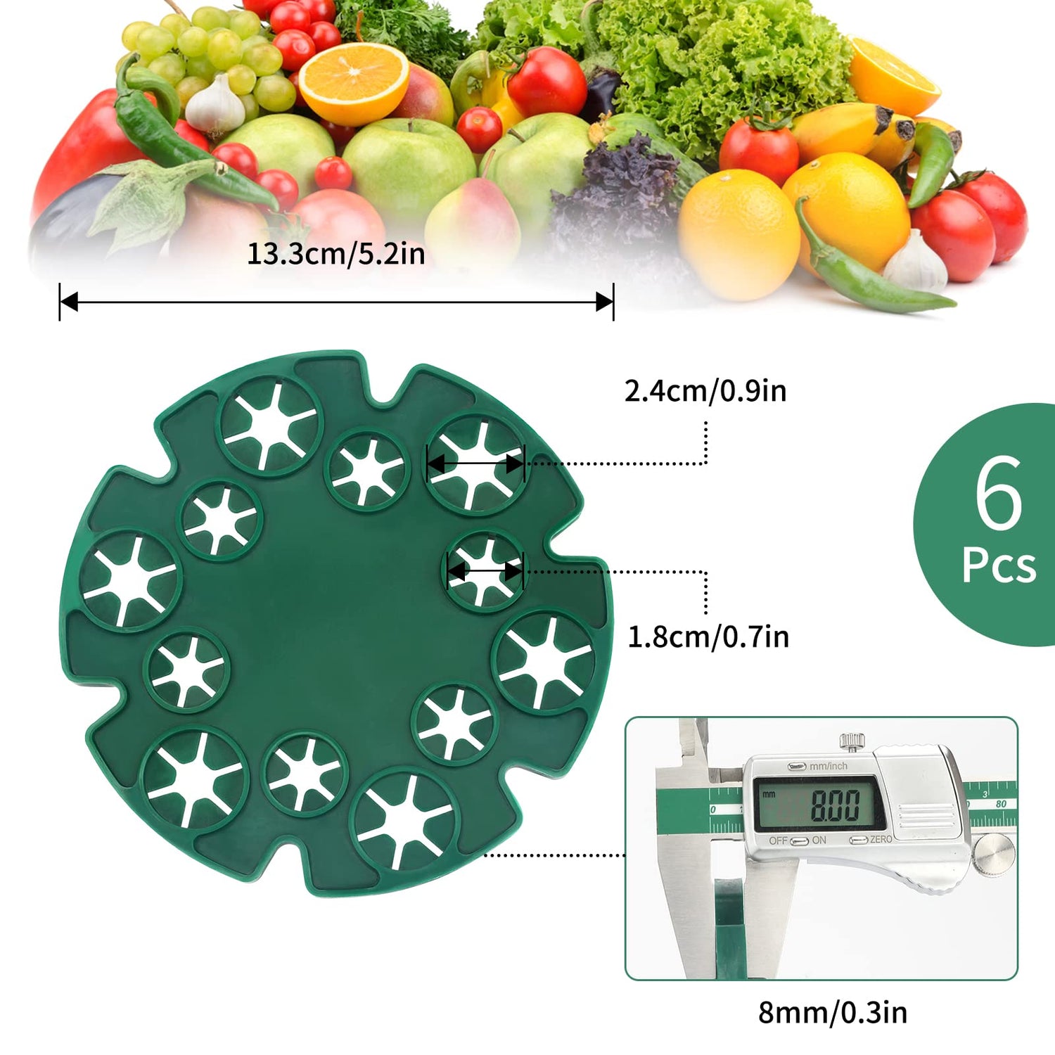 KINGLAKE 6 Pcs Bamboo Cane Holder Plastic Plant Cane Support Caps for Climbing Plants Sweet Peas Beans Green KINGLAKE