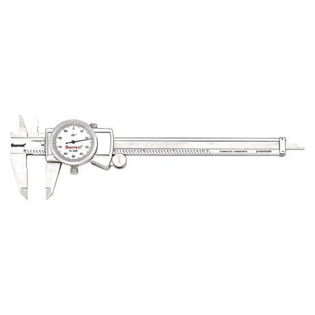 Starrett Dial Caliper with Adjustable Bezel and Fitted Case - White Face, 0-6" Range, -0.001" Accuracy, 001" Graduations - 3202-6 Starrett