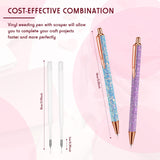 4 Pieces Weeding Tools for Vinyl, Includes 2 Pieces Glitter Craft Vinyl Weeding Pin Pen Retractable Air Release Weeding Pen with 2 Pieces Scrapers Chinco