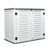 HOMSPARK Outdoor Storage Shed Weather Resistance, Thickened Resin Outdoor Storage Cabinet, 4×2.5×3.4 FT Horizontal Storage Shed for Garden, Patio, HOMSPARK