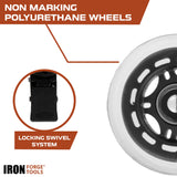 Iron Forge Tools Side Mount Casters Set of 4 Heavy Duty- Swivel Caster Wheels for Furniture Legs, Table, Workbench, Cart, Bed, Black Powder Coated Iron Forge Tools