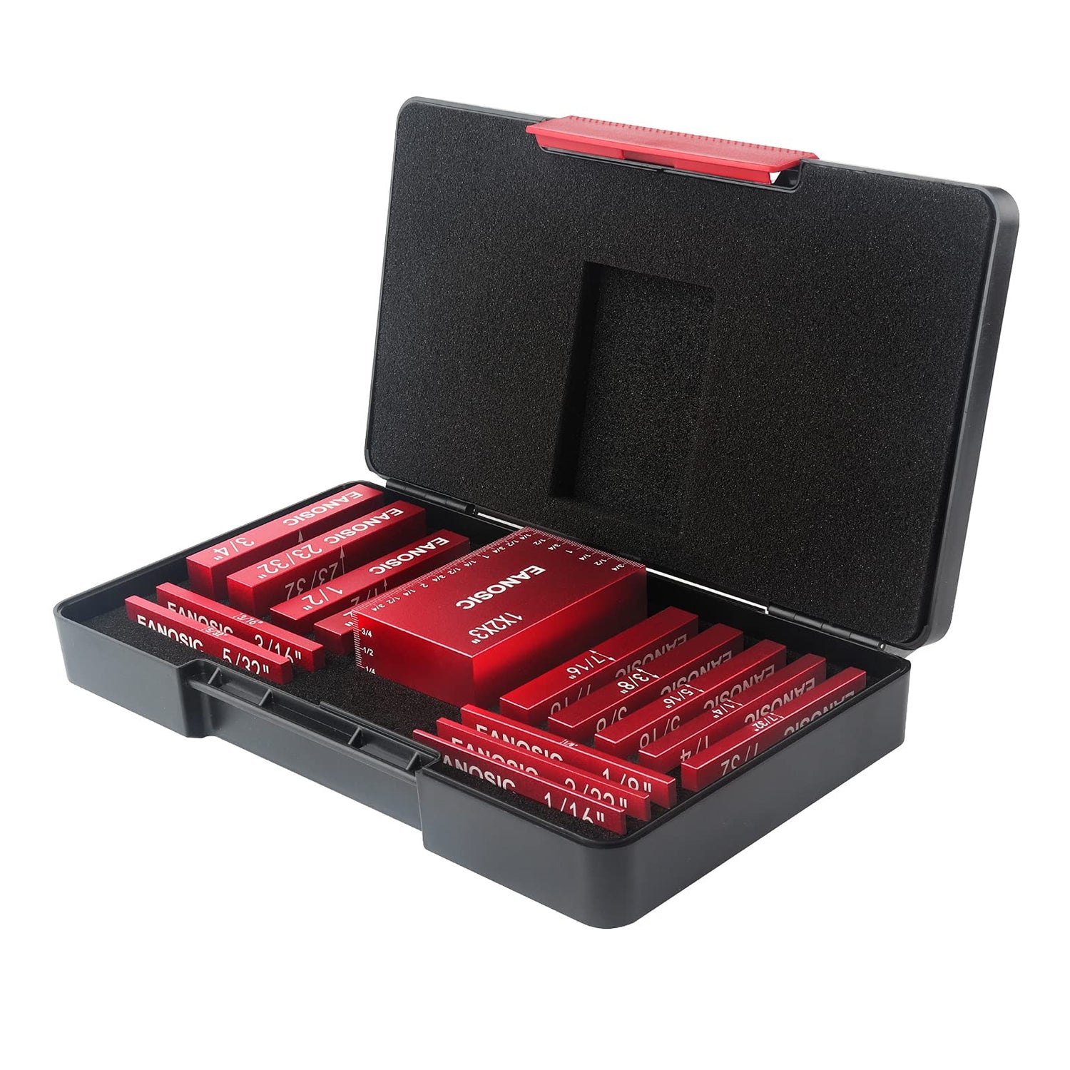 EANOSIC Setup Blocks Height Gauge Set, 15pcs Precision Aluminum Setup Bars for Router and Table Saw Accessories Woodworking Set Up, Bars Include EANOSIC