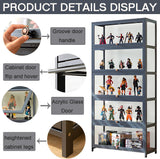 BYSIECD 5-Tier Acrylic Display Cabinet with Bamboo Frame for Organising Collectibles and More BYSIECD