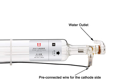 TEN-HIGH 50W CO2 Laser Tube 800mm D50mm, Wires Preconnected with Coating, for Laser Cutter Laser Engraving Cutting Machine - WoodArtSupply