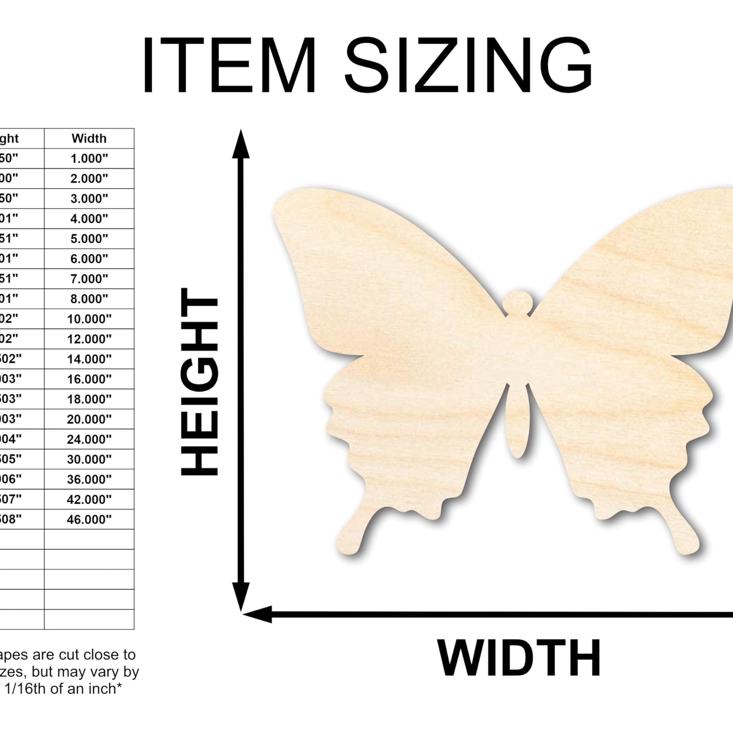 Unfinished Wood Butterfly | Insect | Animal | Wildlife | Craft Cutout | up to 24" DIY 7" / 1/4" 24 Hour Crafts