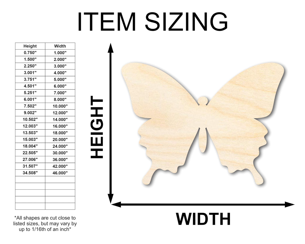 Unfinished Wood Butterfly | Insect | Animal | Wildlife | Craft Cutout | up to 24" DIY 7" / 1/4" 24 Hour Crafts