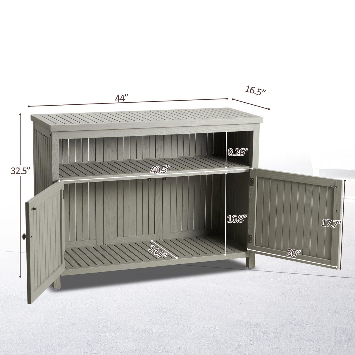 AHB Outdoor Console Sideboards Buffet Cabinet, Solid Wood Storage Cabinet TV Stand,Furniture for Patio Entryway Deck(Grey) AHB