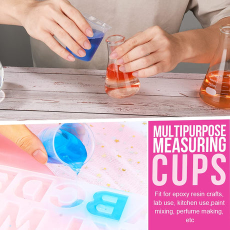 LEOBRO 36 PCS Resin Mixing Cups, 12PCS 100ML Plastic Measuring Cups for Resin, 24PCS 50ML Paint Epoxy Resin Mixing Cups, with Craft Sticks, Beaker, LEOBRO