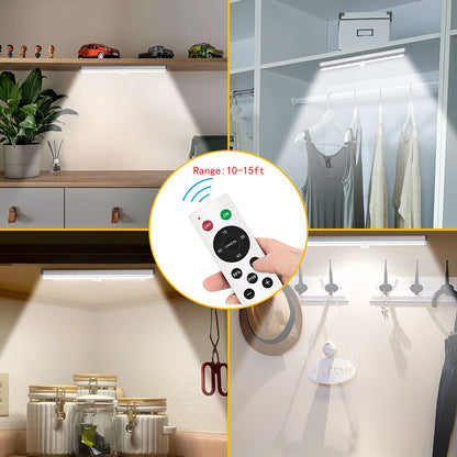 Diomart Under Cabinet Lighting, Wireless Rechargeable Under Counter Lights with Remote Control, 20- LED Dimmable Led Closet Light Stick-on Anywhere - WoodArtSupply