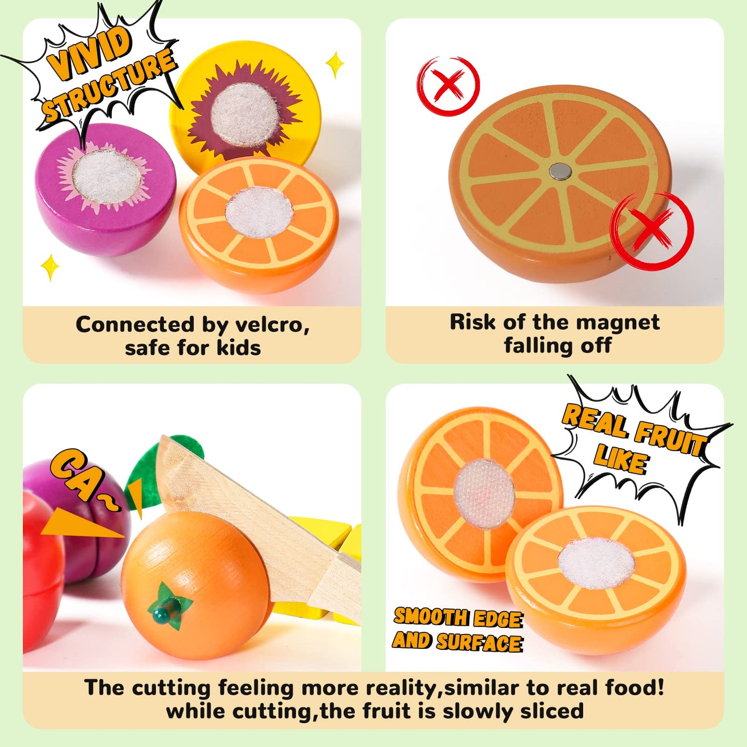 Wooden Play Food Sets for Toddlers Montessori Toys for 2 Year Old Kitchen Accessories Cutting Kids Pretend Play Fake Fruit Vegetable Learning Toddler Fajiabao