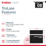Trotec TroLase | 12"x12"x1/32", 8 Pcs | Black/White | 2 Ply | Modified Acrylic | Laser Engraving Double Color Plastic Sheet | Engraving Blanks for TROTEC