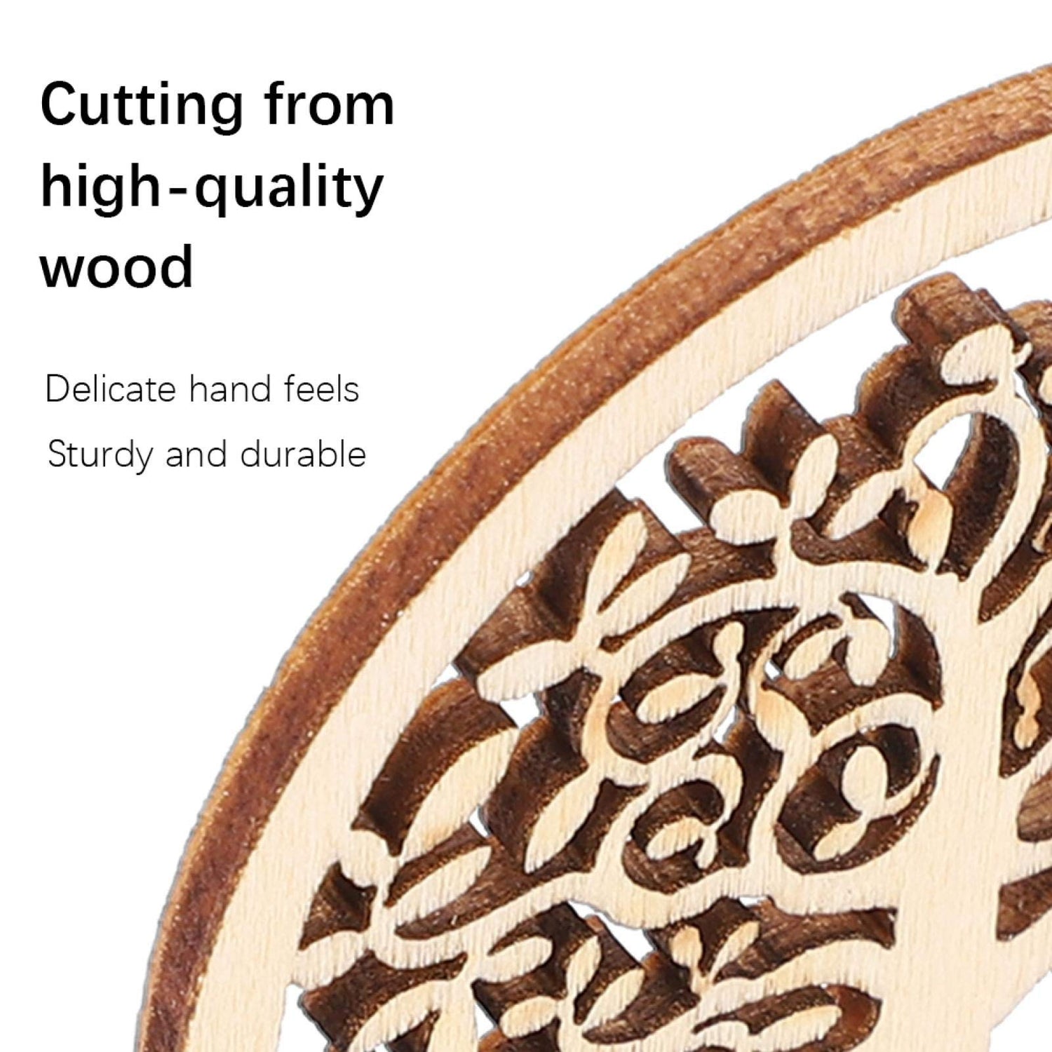 48Pcs Organic Tree of Life, Mini Round Tree of Life Unfinished Wooden Plaque Wooden Tree Shape Craft Blank for Christmas, Wedding, Guestbook, HERCHR