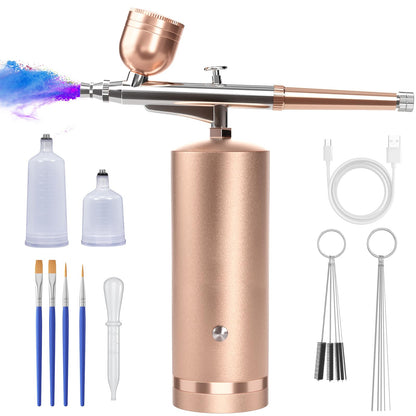 Airbrush Kit With Compressor - 48PSI Rechargeable Cordless Non-Clogging High-Pressure Air Brush Set with 0.3mm Nozzle and Cleaning Brush Set for Nail - WoodArtSupply