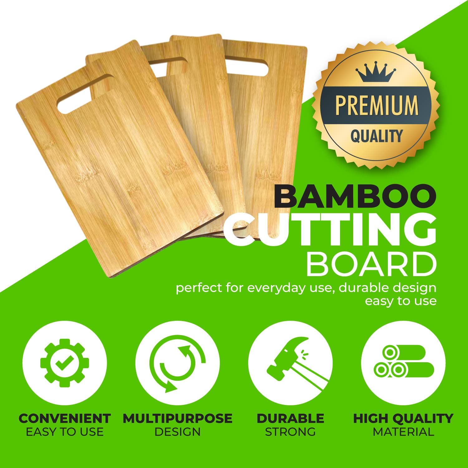 Bulk Plain Bamboo Cutting Board (Set of 4) | For Customized, Personalized Engraving Purpose | Wholesale Premium Blank Bamboo Boards (Rectangular 12" Ven-Trap