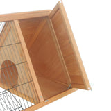 PawHut Outdoor Triangular Wooden Bunny Rabbit Hutch/Guinea Pig House with Run PawHut