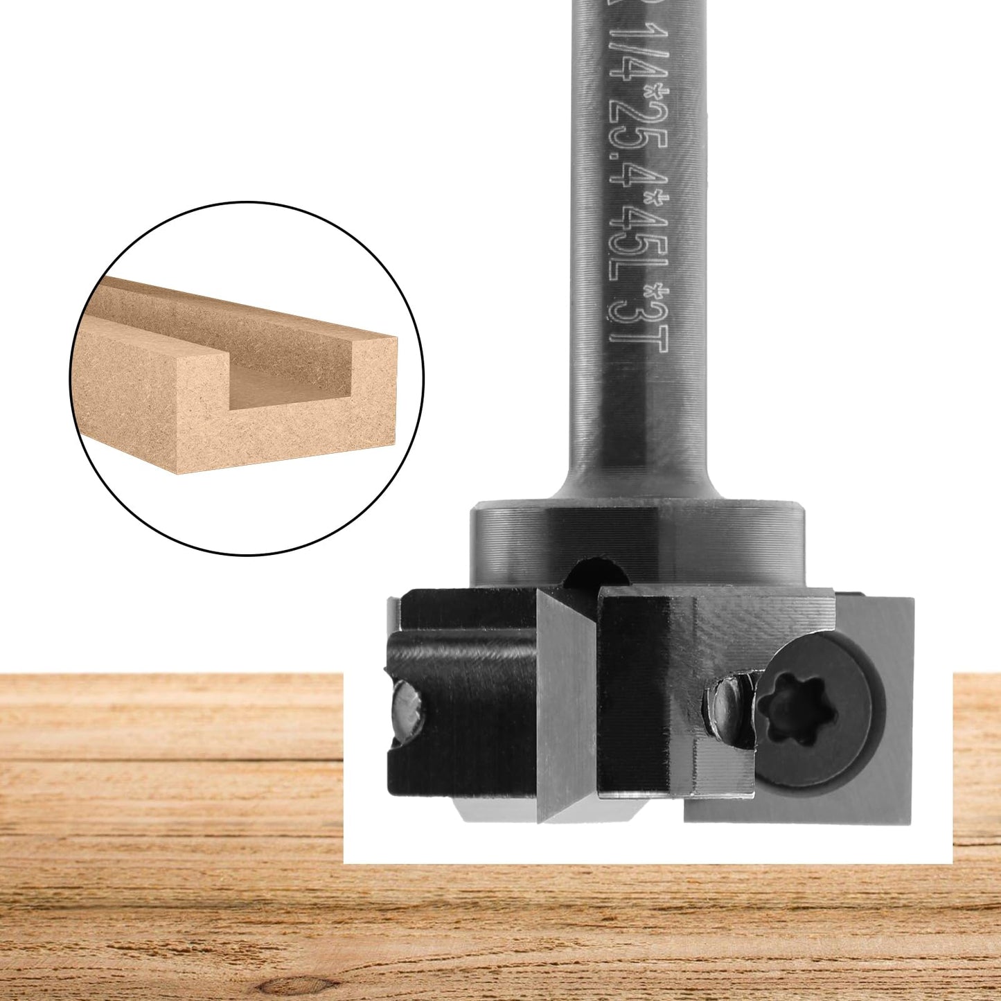 Genmitsu CNC Spoilboard Surfacing Router Bit 1/4" Shank, Slab Flattening Router Bit with 1" Cutting Diameter, 4 Flutes Insert Carbide Wood Planer - WoodArtSupply