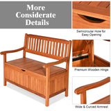 Tangkula Large Wooden Outdoor Storage Bench with Dustproof Lining and Removable Inner Bag Tangkula