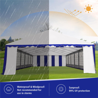 GREEN PARTY 20x40FT Party Tent Heavy Duty, Large Wedding Event Shelters with 7 Carry Bags & Removable Sidewalls, Outdoor Canopy Gazebo Commercial