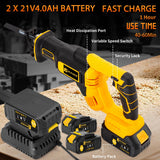 JEXUGK Reciprocating Saw Cordless, 21V 2 x 4.0Ah Battery Brushless Power Cordless Saw, 0-3500 SPM Variable Speed, 8 Saw Blades & Fast Charger JEXUGK
