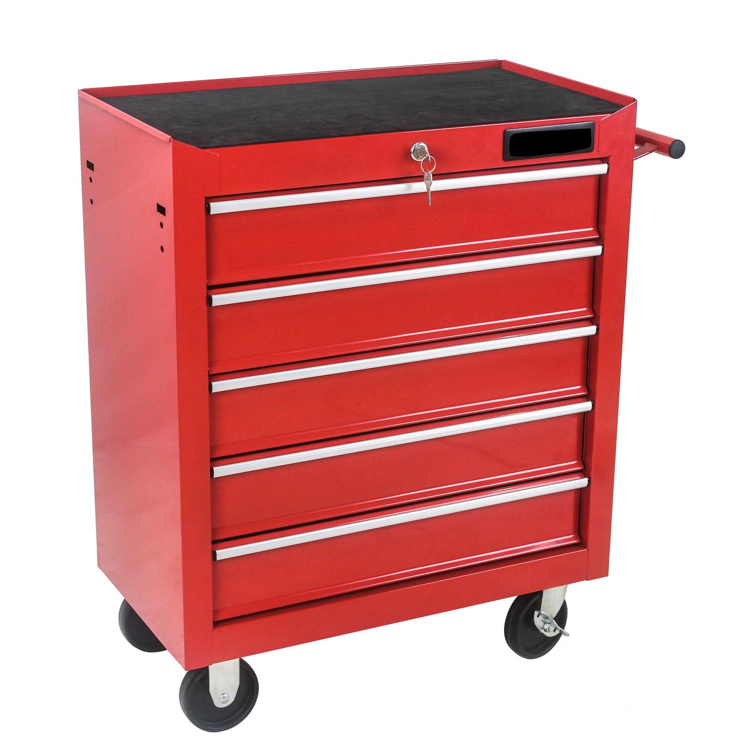 Rolling Tool Chest, 5-Drawer Rolling Tool Box With Interlock System And Wheels For Garage, Warehouse, Workshop, Repair Shop (Red) Fulvari